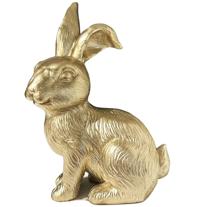 Brass Gold Bunny Figurine Easter Decor, Easter Spring Decoration Gold Bunnies Rabbit Statue Figurine, 6.75" Decorative Easter Bunny Statue, Modern Vintage Bunny Ornament for Easter Centerpiece