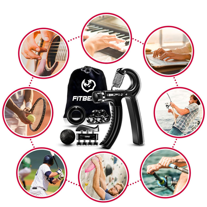 FitBeast Grip Strengthener Forearm Strengthener Hand Grips Strengthener Kit - 5 Pack Adjustable Resistance