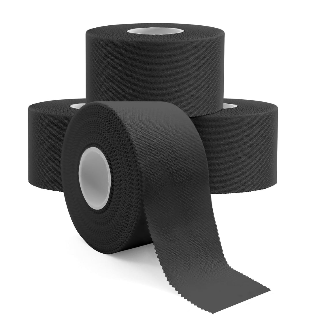 Dimora Black Athletic Tape 4-Pack - 60 Yards Strong Adhesive Sports Tape in Total, NO Sticky Residue Easy Tear, Best Sport Tape for Athletes & Fitness Enthusiasts of All Levels (1.5in X 45ft Roll)