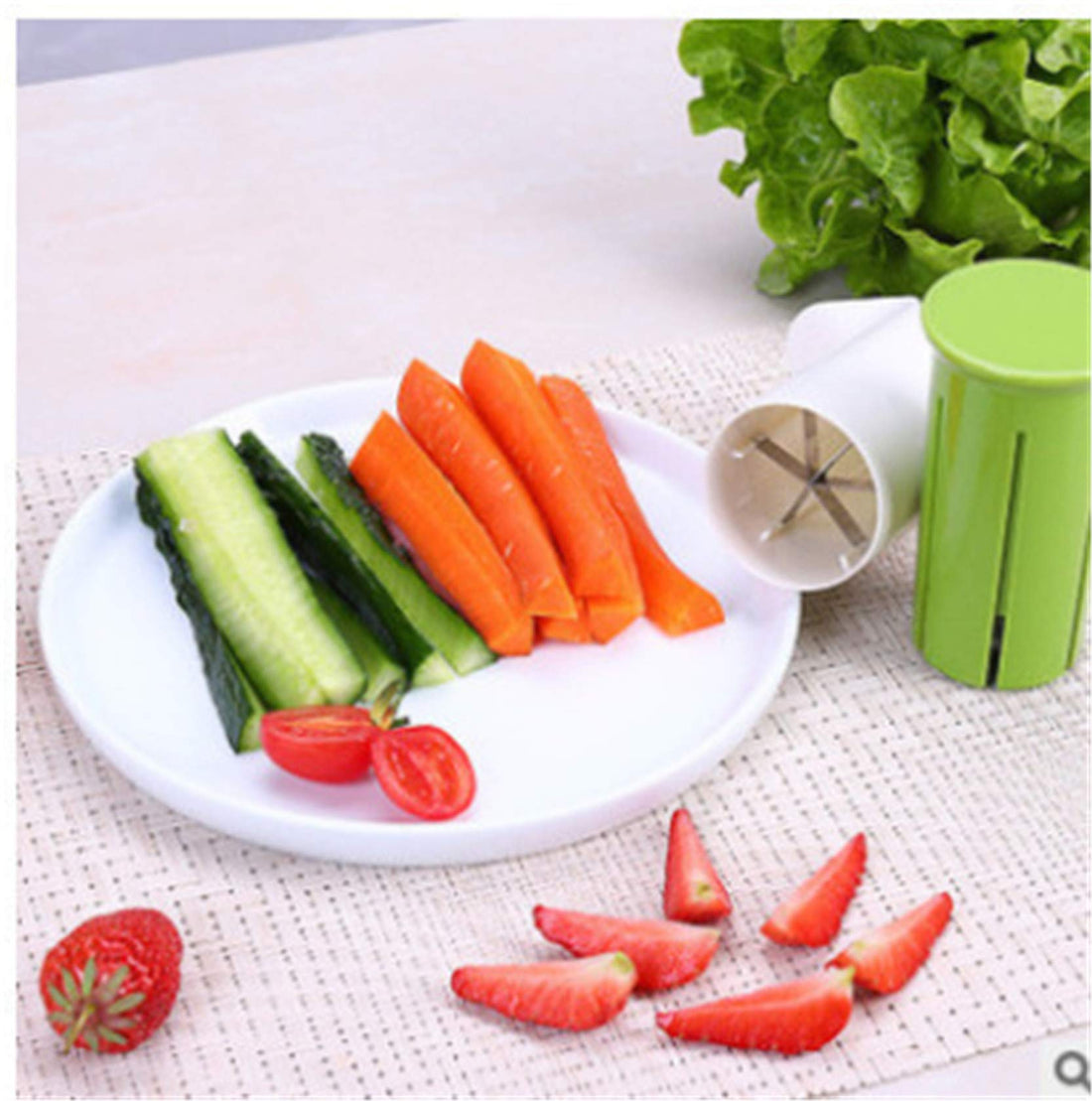 YOVQNMX Cucumber Slicer, Strawberry Slicer, Grape Slicer, Carrot Cutter, Potato Cutter, Creative Kitchen Tools, Multi-Function Fruit And Vegetable Slicer, Fruit Salad Making Pizza Fruit Dispenser