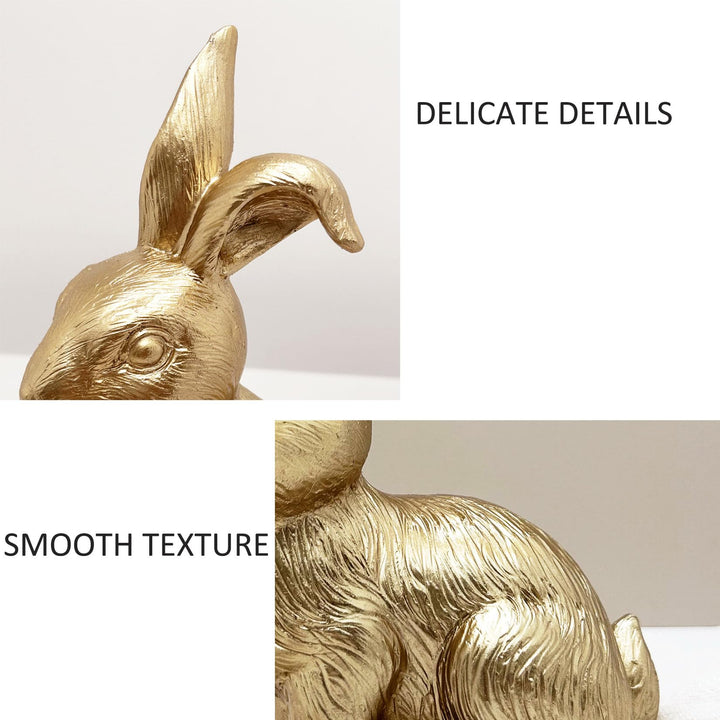 Brass Gold Bunny Figurine Easter Decor, Easter Spring Decoration Gold Bunnies Rabbit Statue Figurine, 6.75" Decorative Easter Bunny Statue, Modern Vintage Bunny Ornament for Easter Centerpiece