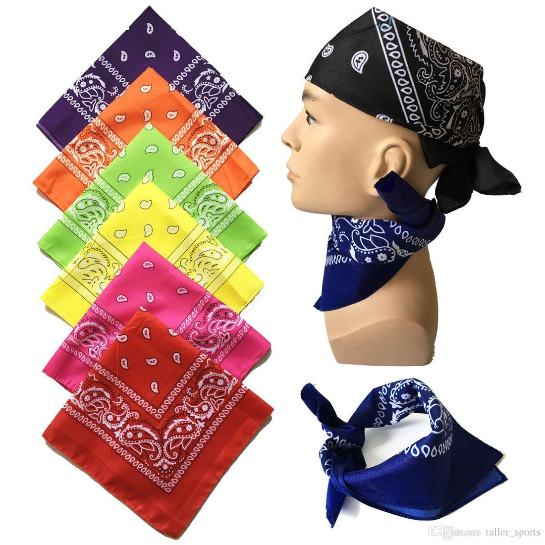 100% Cotton 6pcs Pack Bandanas with Original Paisley Pattern Colour