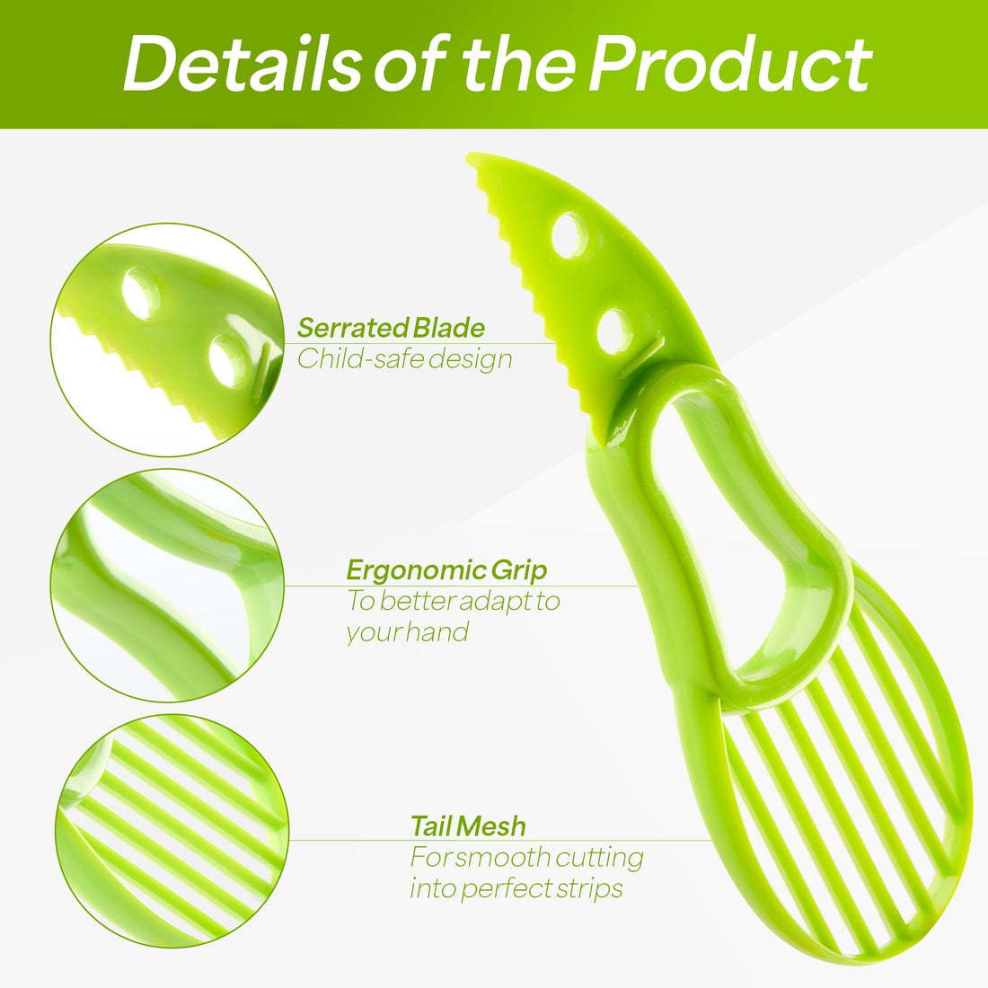 3 in 1 Avocado Slicer Tool - Essential Addition To Your Kitchen Gadgets - Dishwasher Safe Peeler - Fruit Cutter