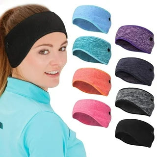 2PCS Fleece Ponytail Headband, Lightweight Winter Headband Ear Muff