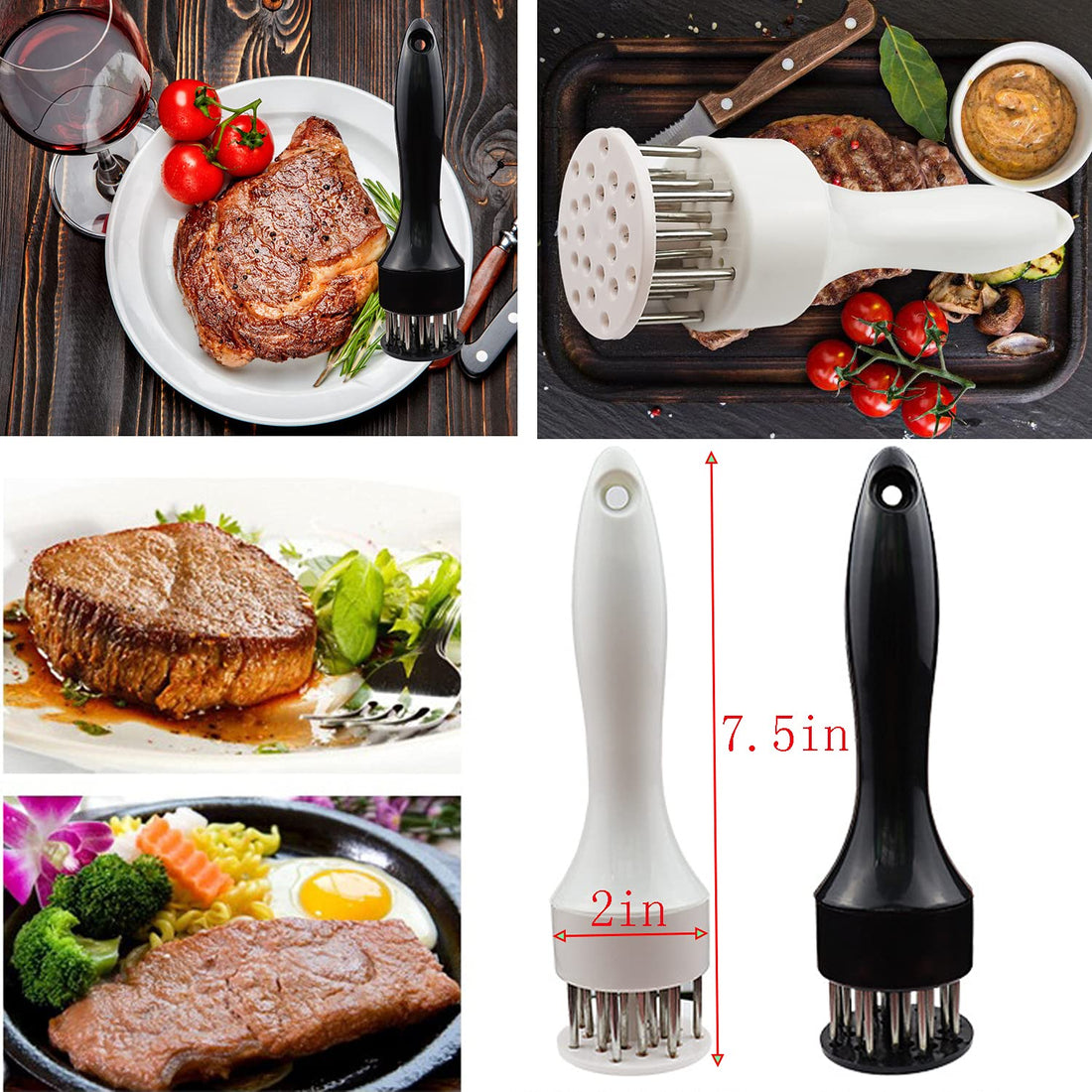 Meat Tenderizer Tool with Ultra Sharp Stainless Steel Needle Blades 2 Pack Meat Tenderizer Tool Profession Kitchen Gadgets Jacquard for Tenderizing and Cooking BBQ, Marinade, Steak, Beef, and Poultry