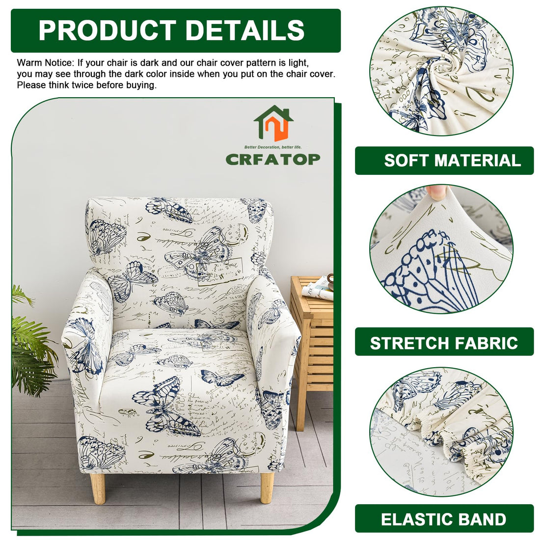 CRFATOP Printed Stretch Chair Slipcovers with Arms for Living Room 1 Piece Accent Chair Covers Soft Banquet Chair Covers Saucer Armchair Furniture Protector Office Reception Reading Sofa,A42