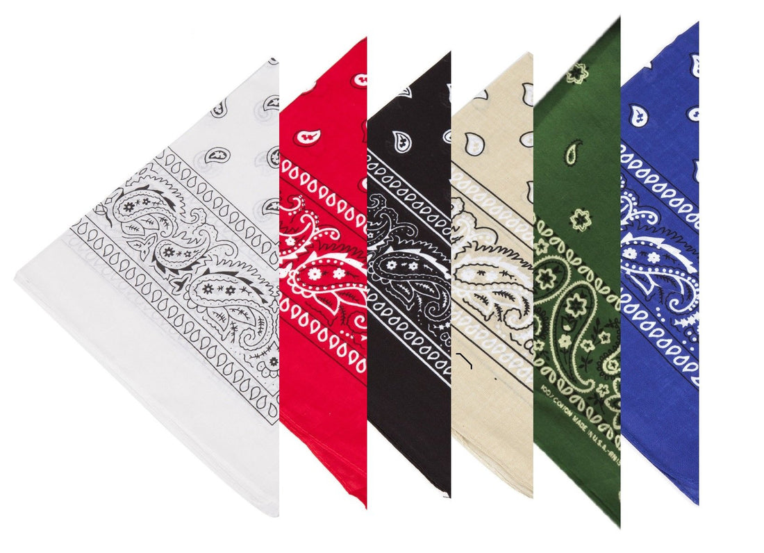 100% Cotton 6pcs Pack Bandanas with Original Paisley Pattern Colour