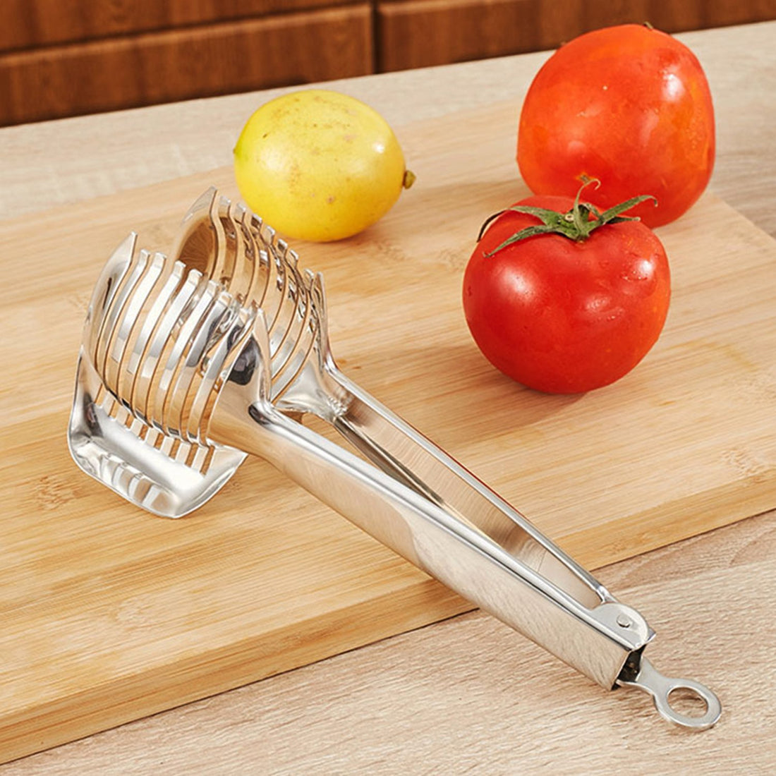 Best Utensils Tomato Slicer Lemon Cutter Multipurpose Handheld Round Fruit Tongs Stainless Steel Onion Holder Easy Slicing Kiwi Fruits & Vegetable Tools Kitchen Cutting Aid Gadgets Tool