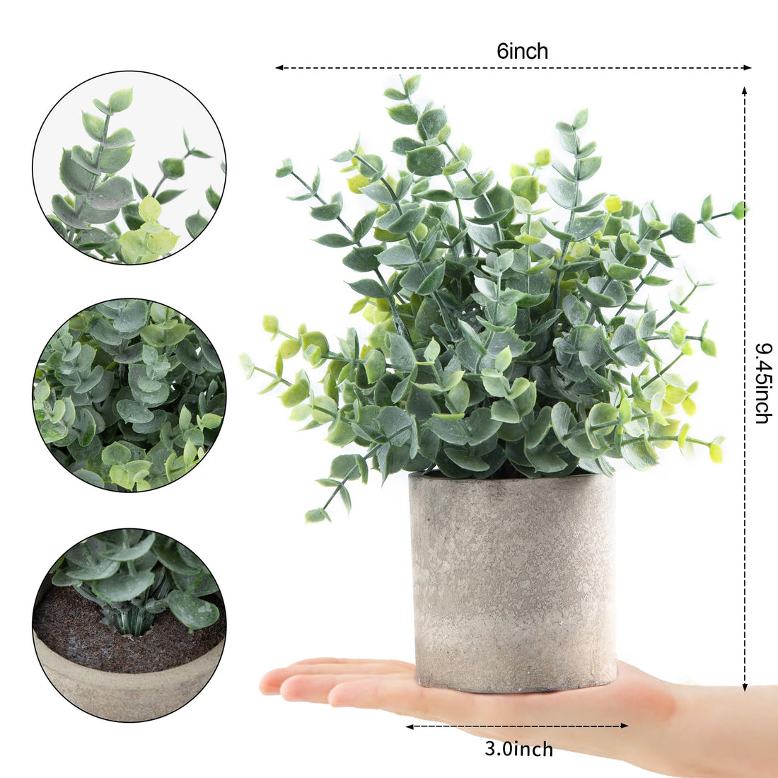 Coferset 2 Pack Small Fake Plants Eucalyptus Potted Artificial Plants for Shelf Desk Home Bathroom Farmhouse Room Coffee Table Decor (Sage Green)