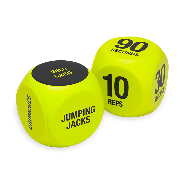 SPRI Exercise Dice (6-Sided) - Game for Group Fitness & Exercise Classes - Includes Push Ups, Squats, Lunges, Jumping Jacks, Crunches & Wildcard (Includes Carrying Bag)