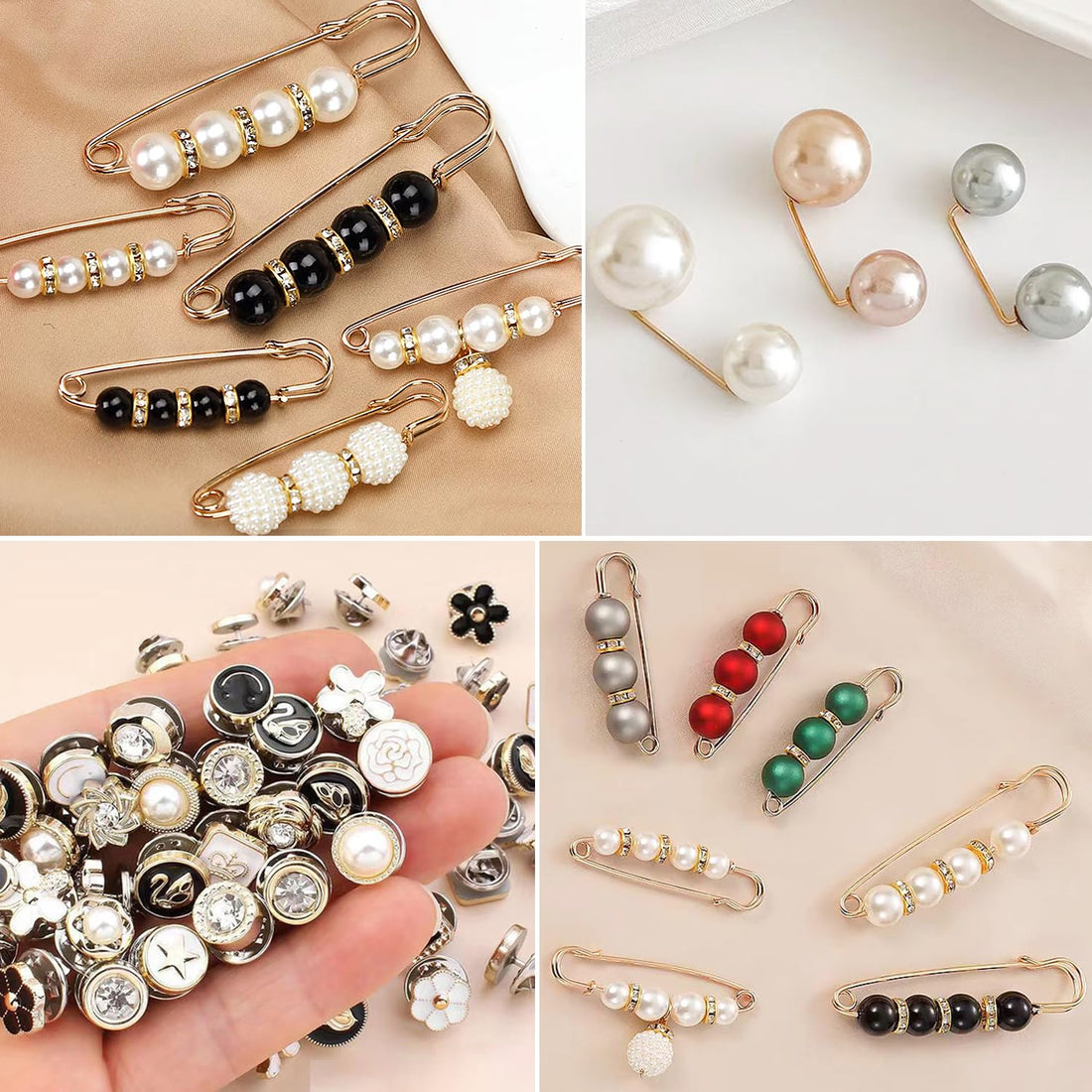 70 Pcs Brooches And Pins For Women, Brooch Pins Cover Up Buttons Safety Pins For Clothes, Fashion Charms For Socks, Pearl Brooches Pins For Sock Scarf Shawl Hat Pins Accessories Pant Waist Tightener,