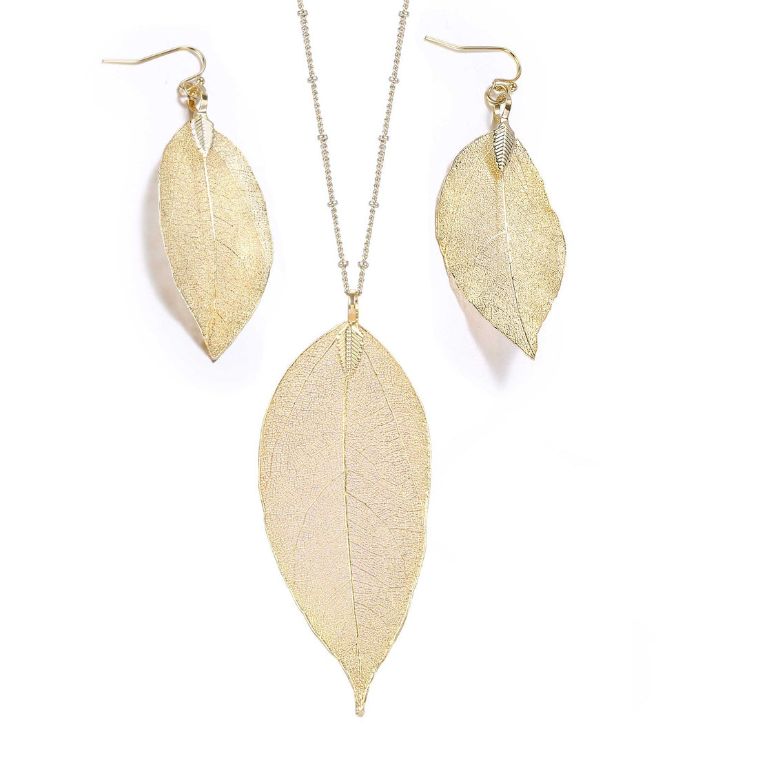 BOUTIQUELOVIN Gold Leaf Necklace Earrings Set for Women Long Tassel & Feather Boho Necklaces Large Costume Accessory aspen leaf jewelry