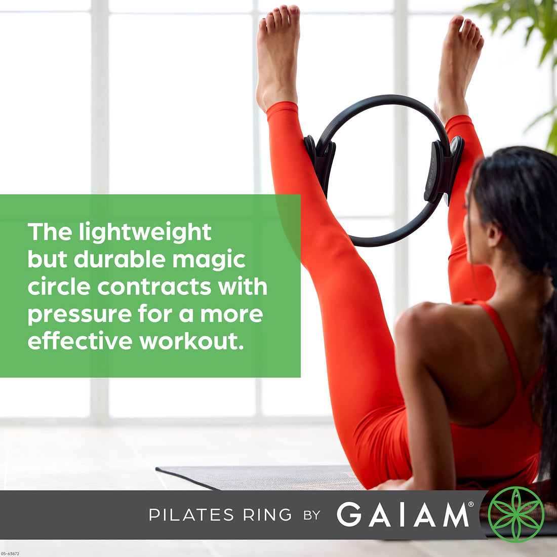 Gaiam Pilates Ring 15" Fitness Circle - Lightweight & Durable Foam Padded Handles | Flexible Resistance Exercise Equipment for Toning Arms, Thighs/Legs & Core, Black