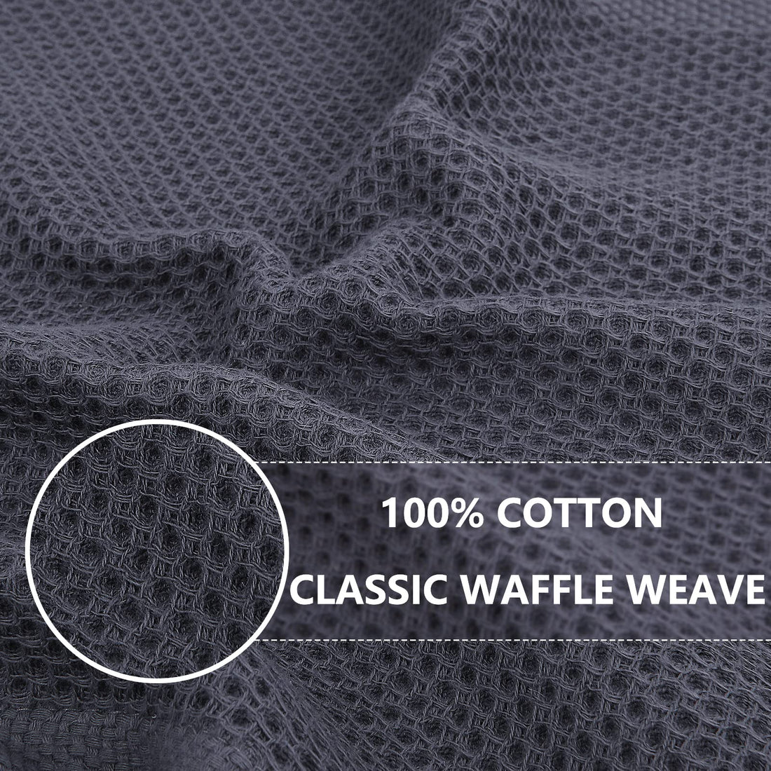 Homaxy 100% Cotton Waffle Weave Kitchen Dish Cloths, Ultra Soft Absorbent Quick Drying Dish Towels, 12 x 12 Inches, 6-Pack, Dark Grey