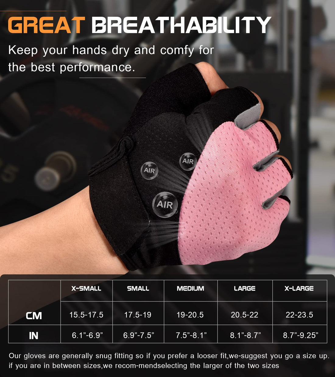 sunnex Gym Gloves, Workout Gloves, Fingerless Gloves for Weightlifting, Lightweight Breathable Fitness Gloves, Sports Gloves for Training Lifting Weight Cycling Climbing Rowing