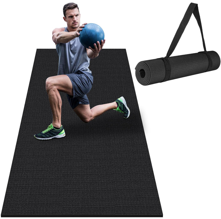 Exercise Mat 6'x2'x7mm Thick Workout Mats for Yoga Non Slip Heavy Duty Home Gym Flooring Fitness Cardio Mat for Pilates, Treadmill Exercise Equipment, Weightlift, Jump Rope, Stretch, Plyo