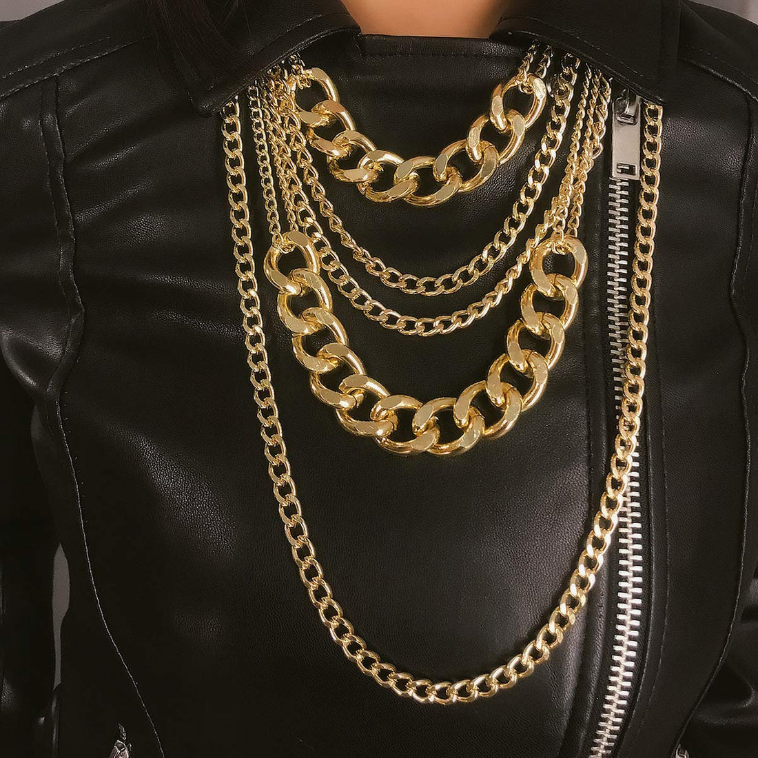 CSIYANJRY99 Chunky Gold Necklaces for Women Multilayer Punk 80s Hip Hop Necklace Layered Cuban Link Chain Statement Necklace 90s Freaknik Outfit Accessories for Women (Gold)