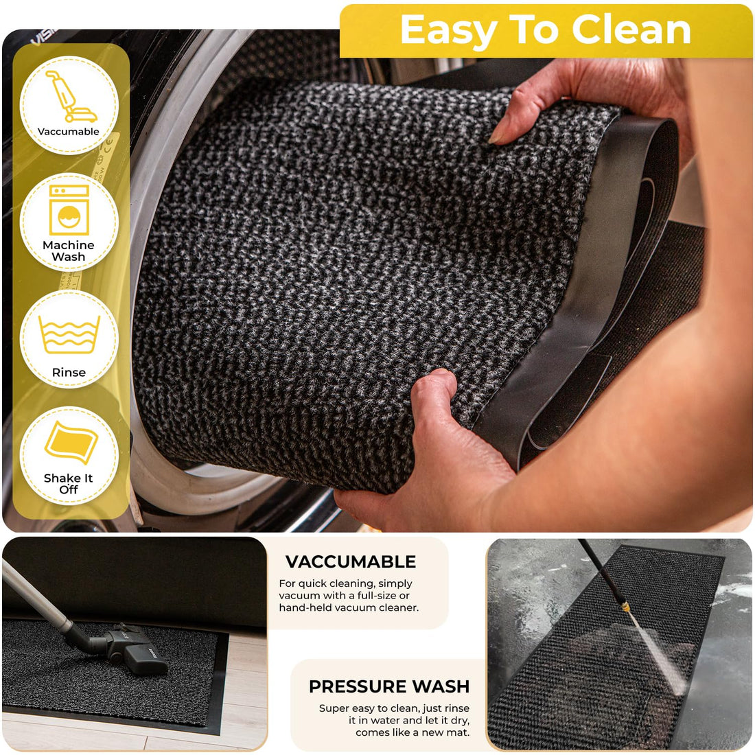 Washable Door Mats Indoor & Outdoor - Non-Slippery Heavy Duty