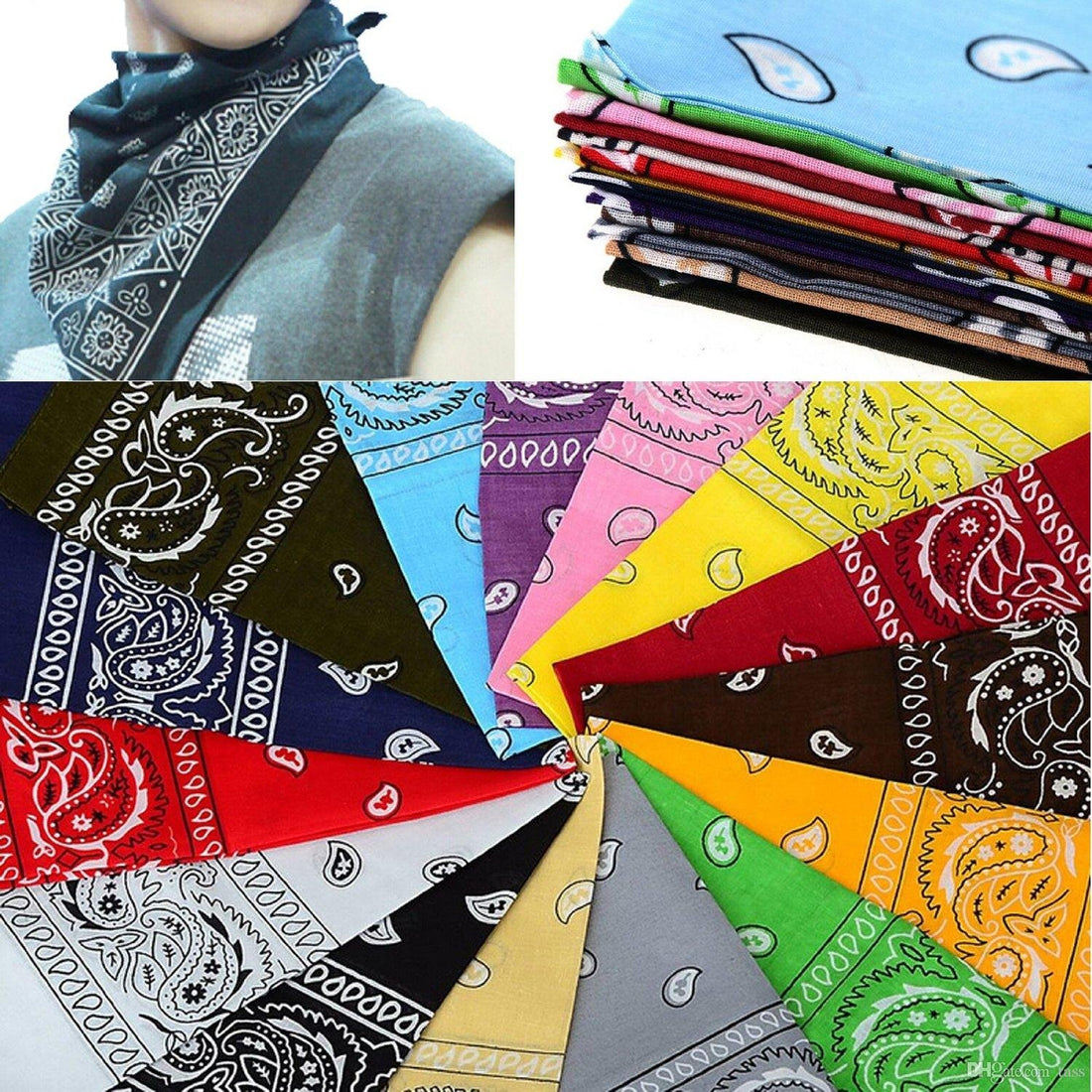 100% Cotton 6pcs Pack Bandanas with Original Paisley Pattern Colour