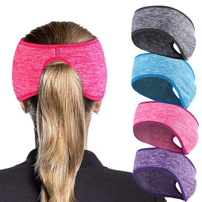 2PCS Fleece Ponytail Headband, Lightweight Winter Headband Ear Muff